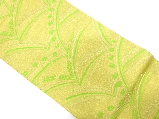 JAPANESE KIMONO / ANTIQUE FUKURO OBI / WOVEN FLORAL PLANTS